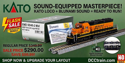 Kato 37-6614 Diesel Locomotive HO BNSF Swoosh Logo SD40-2 #6752 Blunami EMD-2