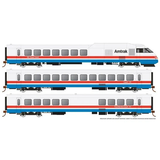 Rapido HO RTL Amtrak Turboliner 5-Car Set (DCC/Sound) #3 - Phase III Early
